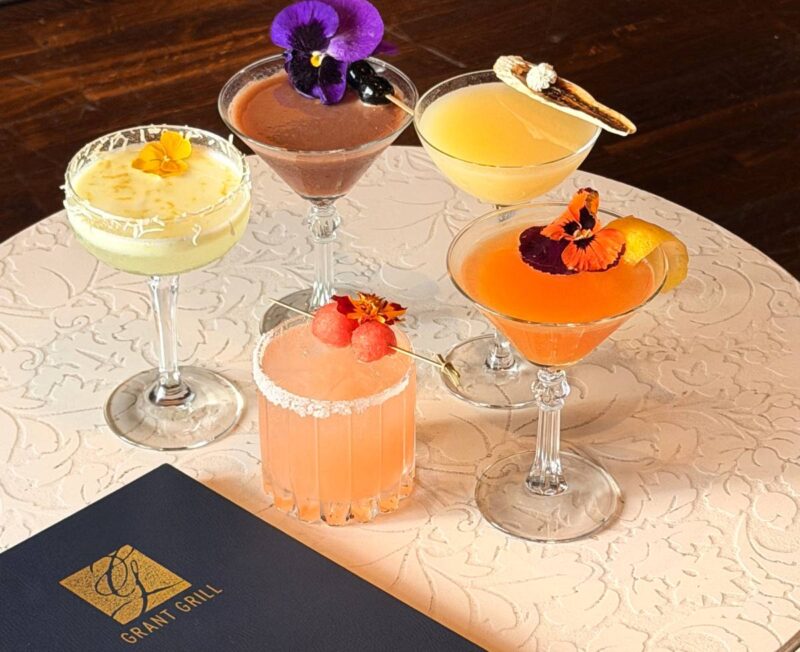 Assorted craft cocktails displayed on a table
